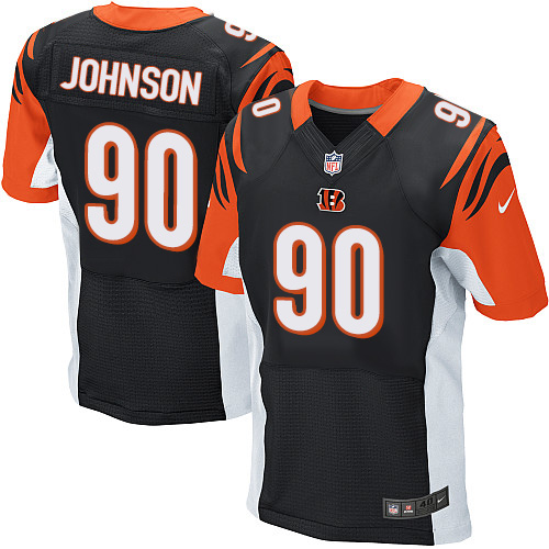 Men's Elite Michael Johnson Nike Jersey Black Home - #90 NFL Cincinnati Bengals